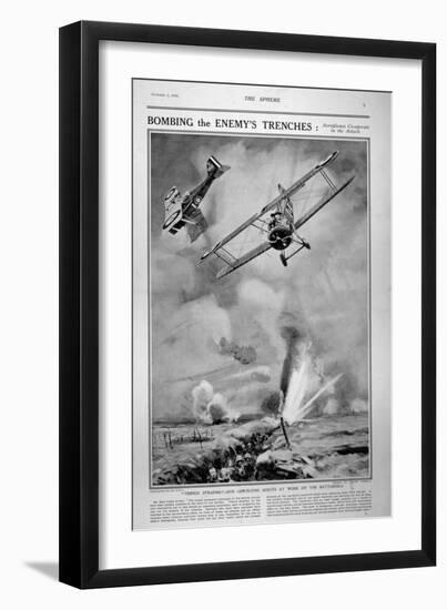 British Planes Bombing and Strafing German Trenches, 1918-Joseph Simpson-Framed Premium Giclee Print