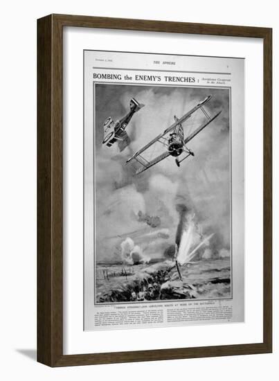 British Planes Bombing and Strafing German Trenches, 1918-Joseph Simpson-Framed Giclee Print