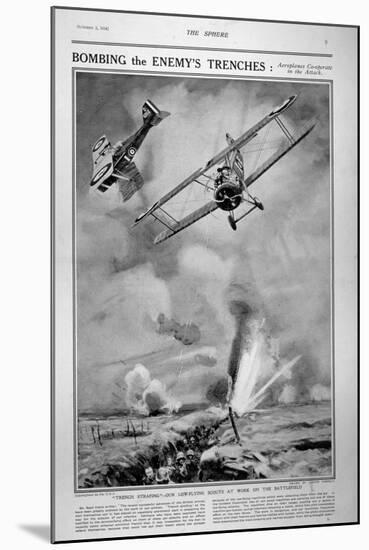 British Planes Bombing and Strafing German Trenches, 1918-Joseph Simpson-Mounted Giclee Print