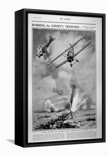 British Planes Bombing and Strafing German Trenches, 1918-Joseph Simpson-Framed Stretched Canvas