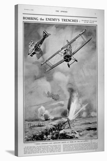 British Planes Bombing and Strafing German Trenches, 1918-Joseph Simpson-Stretched Canvas