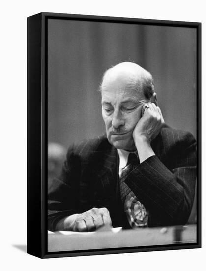 British Pm Clement Attlee Dozing During Campaign Rally-Alfred Eisenstaedt-Framed Stretched Canvas