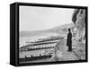 British Police Officer Standing at Foot of Dover Cliffs, Path for Proposed Dover-Calais Tunnel-Ralph Crane-Framed Stretched Canvas