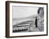 British Police Officer Standing at Foot of Dover Cliffs, Path for Proposed Dover-Calais Tunnel-Ralph Crane-Framed Photographic Print