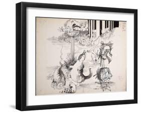 British Politics 1970s (ink on paper)-Ralph Steadman-Framed Giclee Print