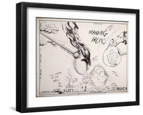 British Politics 1970s, The All-Purpose Rent-a-Label Cartoon Penetration Exercise (drawing)-Ralph Steadman-Framed Giclee Print