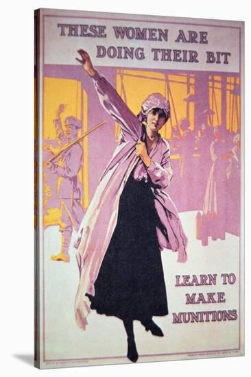 British Poster of Wwi to Encourage Women to Work in Munitions Factories, C.1914-18-null-Stretched Canvas