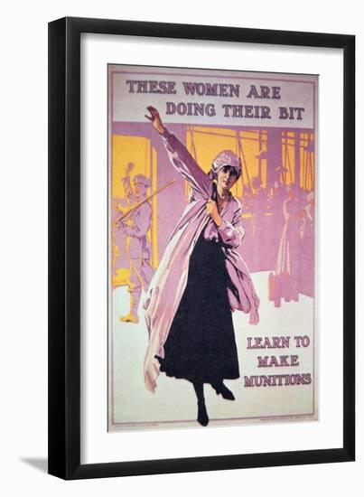 British Poster of Wwi to Encourage Women to Work in Munitions Factories, C.1914-18-null-Framed Giclee Print