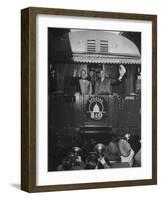 British Prime Minister Winston Churchill, Giving V Sign While President Harry S. Truman Waves Hat-George Skadding-Framed Photographic Print