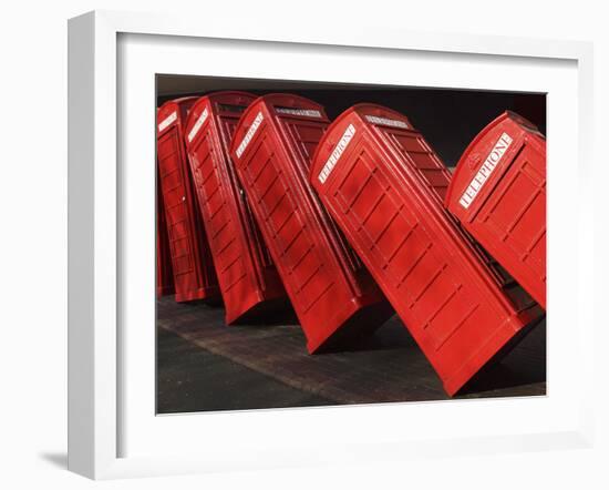 British Red K2 Telephone Boxes, David Mach's Out of Order Sculpture, at Kingston-Upon-Thames, a Sub-Stuart Forster-Framed Photographic Print