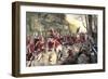 British Retreat from Concord under Fire from Colonial Minutemen in Ambush, c.1775-null-Framed Premium Giclee Print