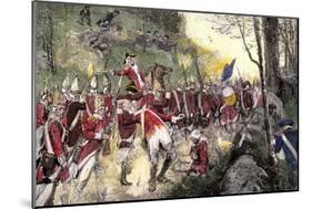 British Retreat from Concord under Fire from Colonial Minutemen in Ambush, c.1775-null-Mounted Giclee Print