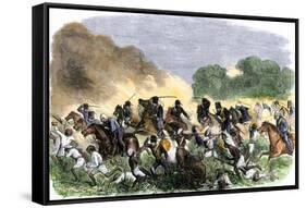 British Royal Horse Artillery Charge against Unmounted Natives near Allahbad, India, c.1857-null-Framed Stretched Canvas