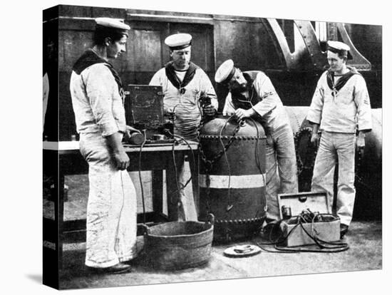 British Sailors Wiring a Mine, First World War, 1914-null-Stretched Canvas