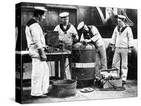 British Sailors Wiring a Mine, First World War, 1914-null-Stretched Canvas