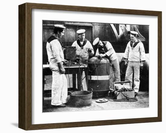 British Sailors Wiring a Mine, First World War, 1914-null-Framed Giclee Print