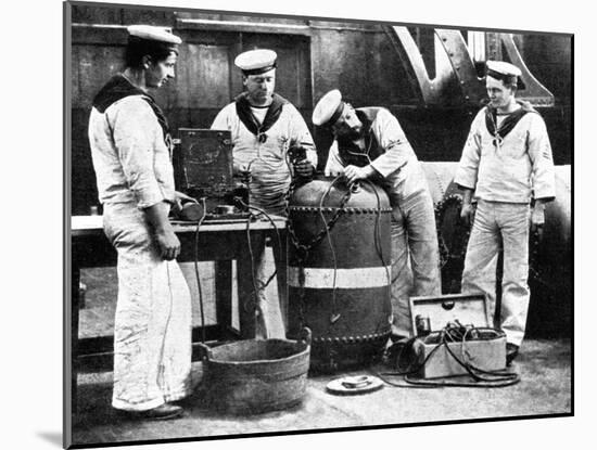 British Sailors Wiring a Mine, First World War, 1914-null-Mounted Giclee Print