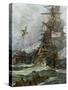 British Ship Brunswick in Battle with French Navy Off the Coast of Brittany-null-Stretched Canvas