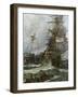 British Ship Brunswick in Battle with French Navy Off the Coast of Brittany-null-Framed Giclee Print