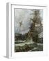 British Ship Brunswick in Battle with French Navy Off the Coast of Brittany-null-Framed Giclee Print