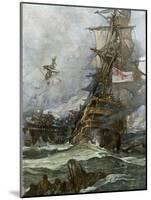British Ship Brunswick in Battle with French Navy Off the Coast of Brittany-null-Mounted Giclee Print