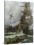 British Ship Brunswick in Battle with French Navy Off the Coast of Brittany-null-Stretched Canvas