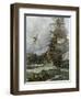 British Ship Brunswick in Battle with French Navy Off the Coast of Brittany-null-Framed Premium Giclee Print