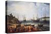 British Ship Departing for Trade with India-Abraham Willaerts-Stretched Canvas