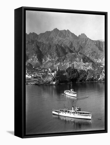 British Ships at Muscat, Oman-null-Framed Stretched Canvas