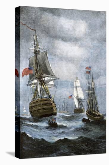 British Ships Blockading Chesapeake Bay at the Outset of the War of 1812-null-Stretched Canvas