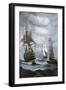 British Ships Blockading Chesapeake Bay at the Outset of the War of 1812-null-Framed Giclee Print