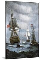 British Ships Blockading Chesapeake Bay at the Outset of the War of 1812-null-Mounted Giclee Print