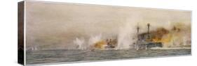 British Ships "Defence" and "Warrior" in Action at the Battle of Jutland-William Lionel Wyllie-Stretched Canvas