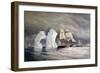 British Ships Phoenix, Talbot, and Diligence Crossing an Iceberg (Arctic Canada). Watercolor (58X88-Admiral Edward Augustus Inglefield-Framed Giclee Print