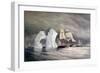 British Ships Phoenix, Talbot, and Diligence Crossing an Iceberg (Arctic Canada). Watercolor (58X88-Admiral Edward Augustus Inglefield-Framed Giclee Print