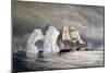British Ships Phoenix, Talbot, and Diligence Crossing an Iceberg (Arctic Canada). Watercolor (58X88-Admiral Edward Augustus Inglefield-Mounted Giclee Print