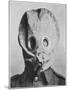 British Soldier in "Anti-Gas Helmet", Gas Mask-null-Mounted Art Print
