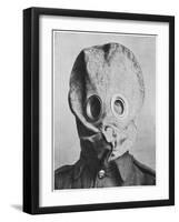 British Soldier in "Anti-Gas Helmet", Gas Mask-null-Framed Art Print