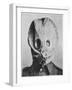 British Soldier in "Anti-Gas Helmet", Gas Mask-null-Framed Art Print