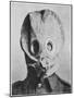 British Soldier in "Anti-Gas Helmet", Gas Mask-null-Mounted Art Print