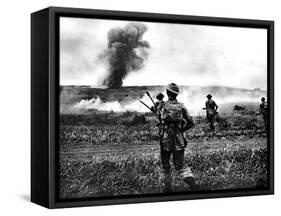 British Soldiers Advance in Tunisia; Second World War, 1943-null-Framed Stretched Canvas