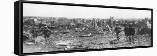 British Soldiers Exploring the Ruins of Albert, Somme, France, 22 August 1918-null-Framed Stretched Canvas