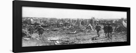 British Soldiers Exploring the Ruins of Albert, Somme, France, 22 August 1918-null-Framed Giclee Print