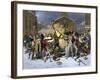 British Soldiers Kill Four Civilian Protesters in the Boston Massacre, c.1770-null-Framed Giclee Print