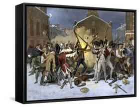 British Soldiers Kill Four Civilian Protesters in the Boston Massacre, c.1770-null-Framed Stretched Canvas