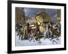 British Soldiers Kill Four Civilian Protesters in the Boston Massacre, c.1770-null-Framed Giclee Print