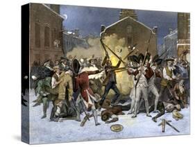 British Soldiers Kill Four Civilian Protesters in the Boston Massacre, c.1770-null-Stretched Canvas