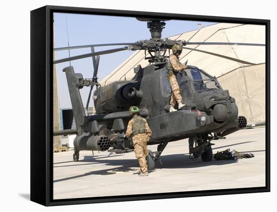 British Soldiers Perform Maintenance on an Apache Helicopter-Stocktrek Images-Framed Stretched Canvas