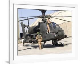 British Soldiers Perform Maintenance on an Apache Helicopter-Stocktrek Images-Framed Photographic Print