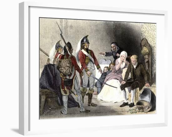 British Soldiers Quartered in an American Colonial Home, c.1770-null-Framed Giclee Print